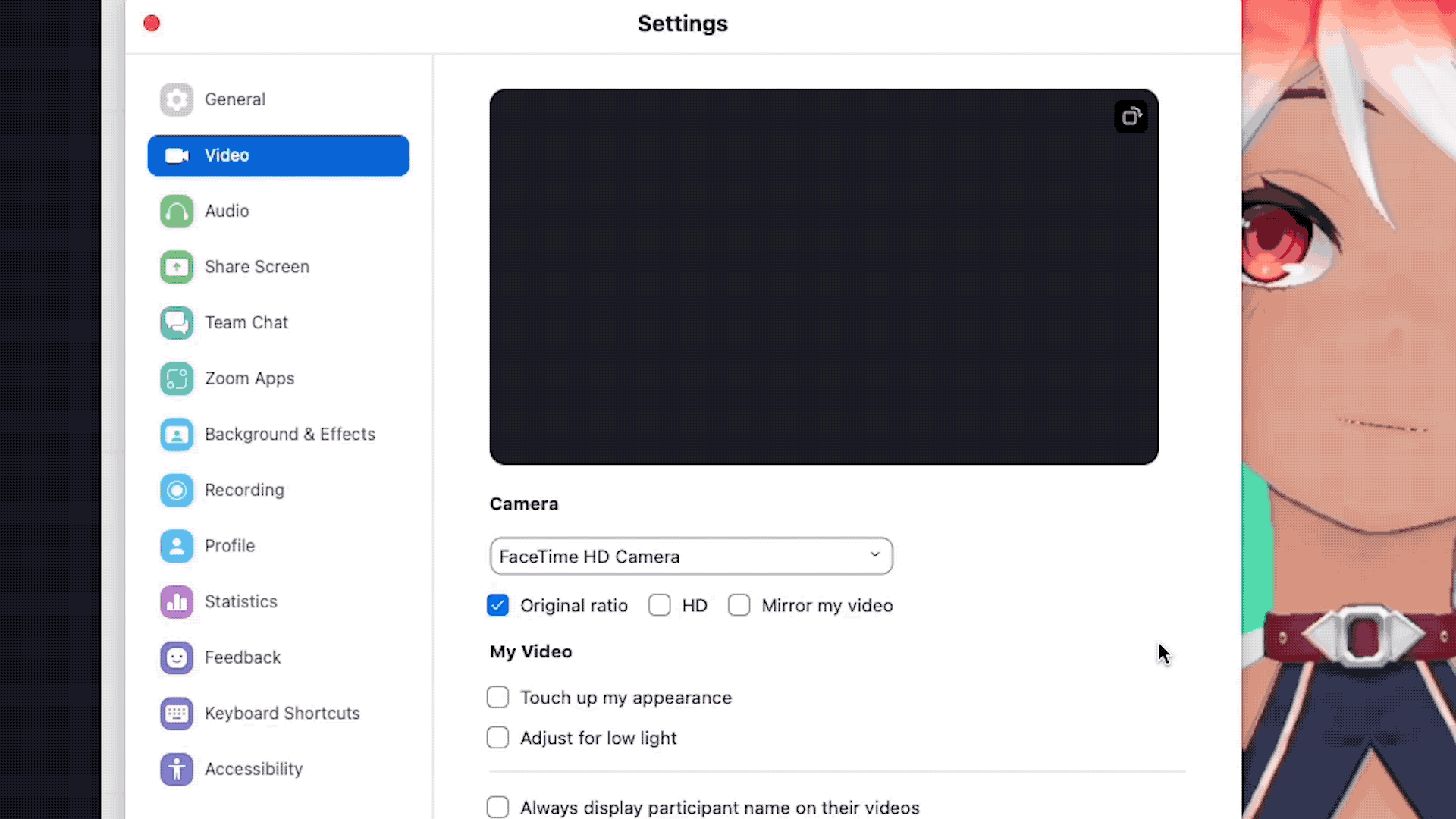 A red hair vtuber streaming with OBS on desktop