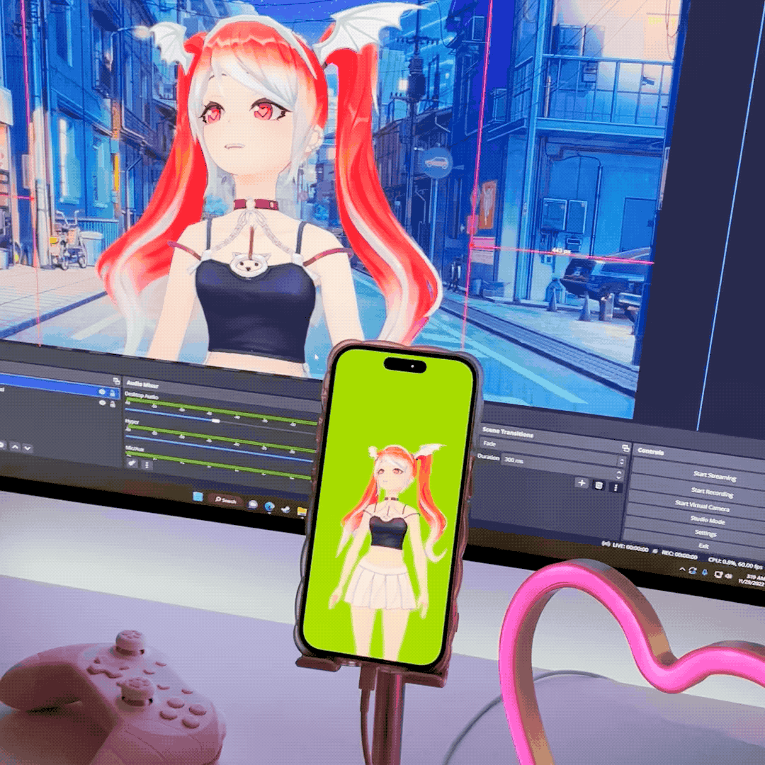 A red hair character on Hyper Online streaming from pc desktop to twitch