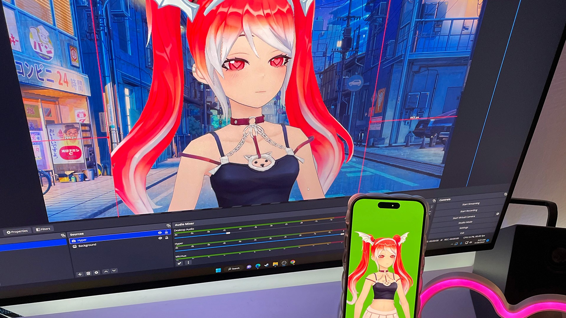 A gif of selecting different backgrounds on vtuber application Hyper Online