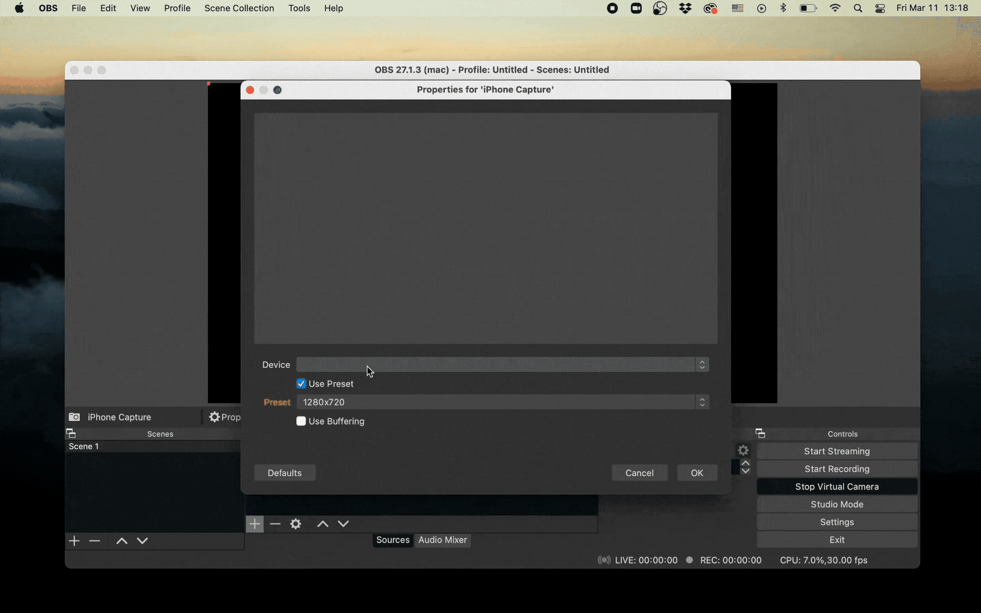 A screen recording showing the “Filters” tool on OBS for an added video capture source