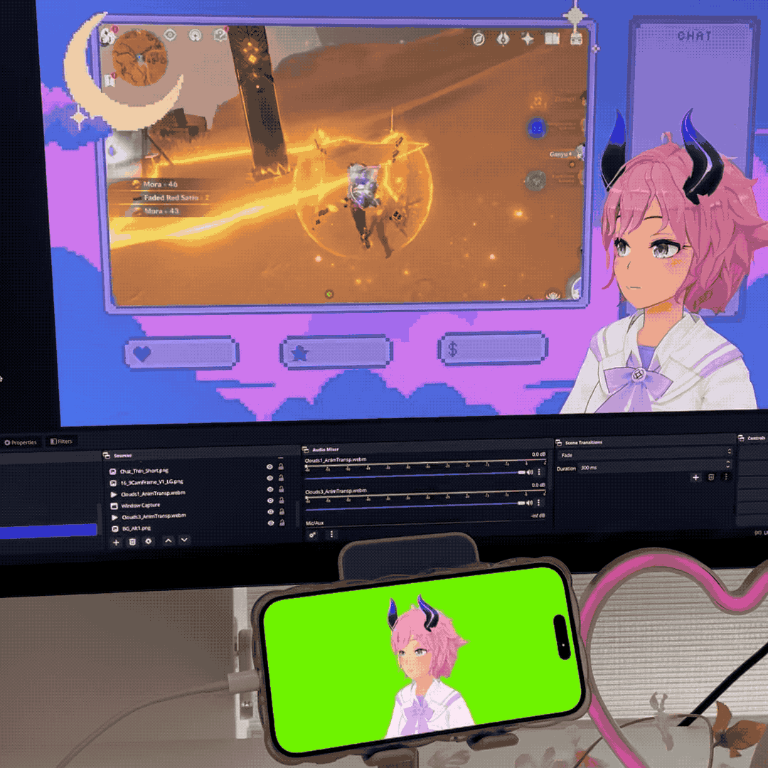 A gif of a streamer's vtuber setup on their desktop